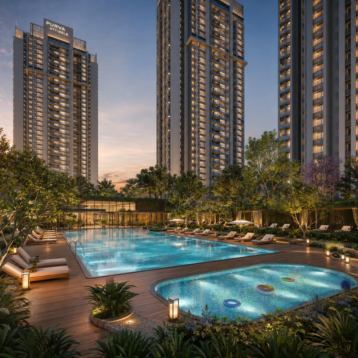 Purva Attibele swimming pool on the podium deck with separate children's pool